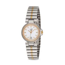 DUNHILL - A TWO TONE DUNHILL MILLENIUM WRISTWATCH in stainless steel, quartz movement, the circul...