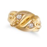AN ANTIQUE DIAMOND SNAKE RING in 18ct yellow gold, designed as two intertwined snakes, each head ...