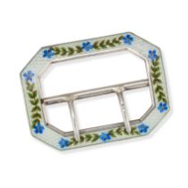 NO RESERVE - LEVI & SALAMAN, AN ANTIQUE ENAMEL BELT BUCKLE in silver, the octagonal shaped belt b...