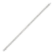 A DIAMOND LINE BRACELET in 18ct white gold, designed as a row of round brilliant cut diamonds, th...