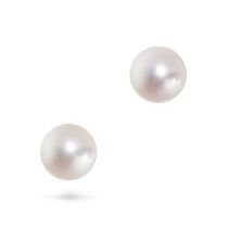 NO RESERVE - A PAIR OF PEARL STUD EARRINGS in white gold, each set with a pearl of 7.3mm, no assa...