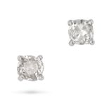 A PAIR OF OLD CUT DIAMOND STUD EARRINGS in 18ct white gold, each set with an old cut diamond of a...