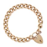A VINTAGE GOLD CURB LINK BRACELET in 9ct yellow gold, comprising a row of curb links, the clasp d...