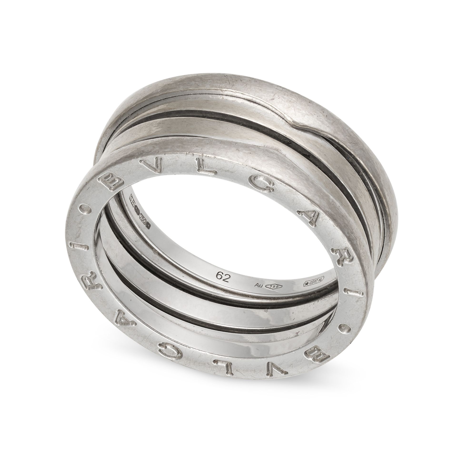 BULGARI, A B.ZERO 1 RING in 18ct white gold, the articulated band with engraved lettering 'BVLGAR...