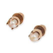 NO RESERVE - A PAIR OF PEARL COLLAR STUDS in 18ct yellow gold, each set with a pearl, stamped 18K...