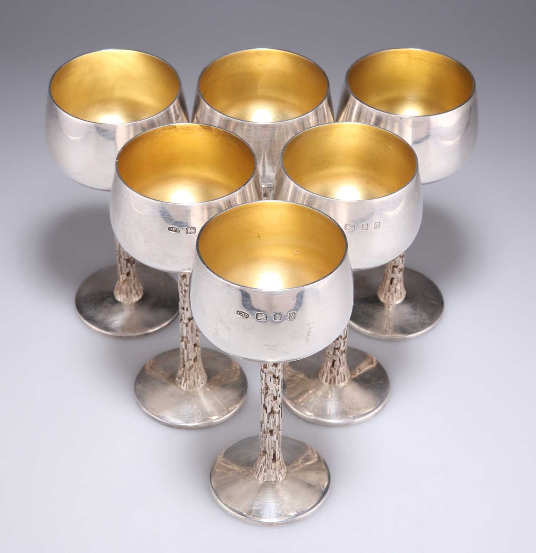 CHRISTOPHER NIGEL LAWRENCE: A SET OF SIX SILVER GOBLETS - Image 2 of 3