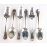 SIX HANOVERIAN PATTERN GEORGIAN SILVER TABLE SPOONS