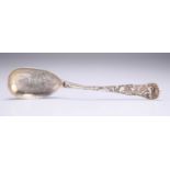 A LARGE VICTORIAN FANCY SILVER SERVING SPOON