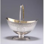 A GEORGE III SILVER SWING-HANDLE SUGAR BASKET