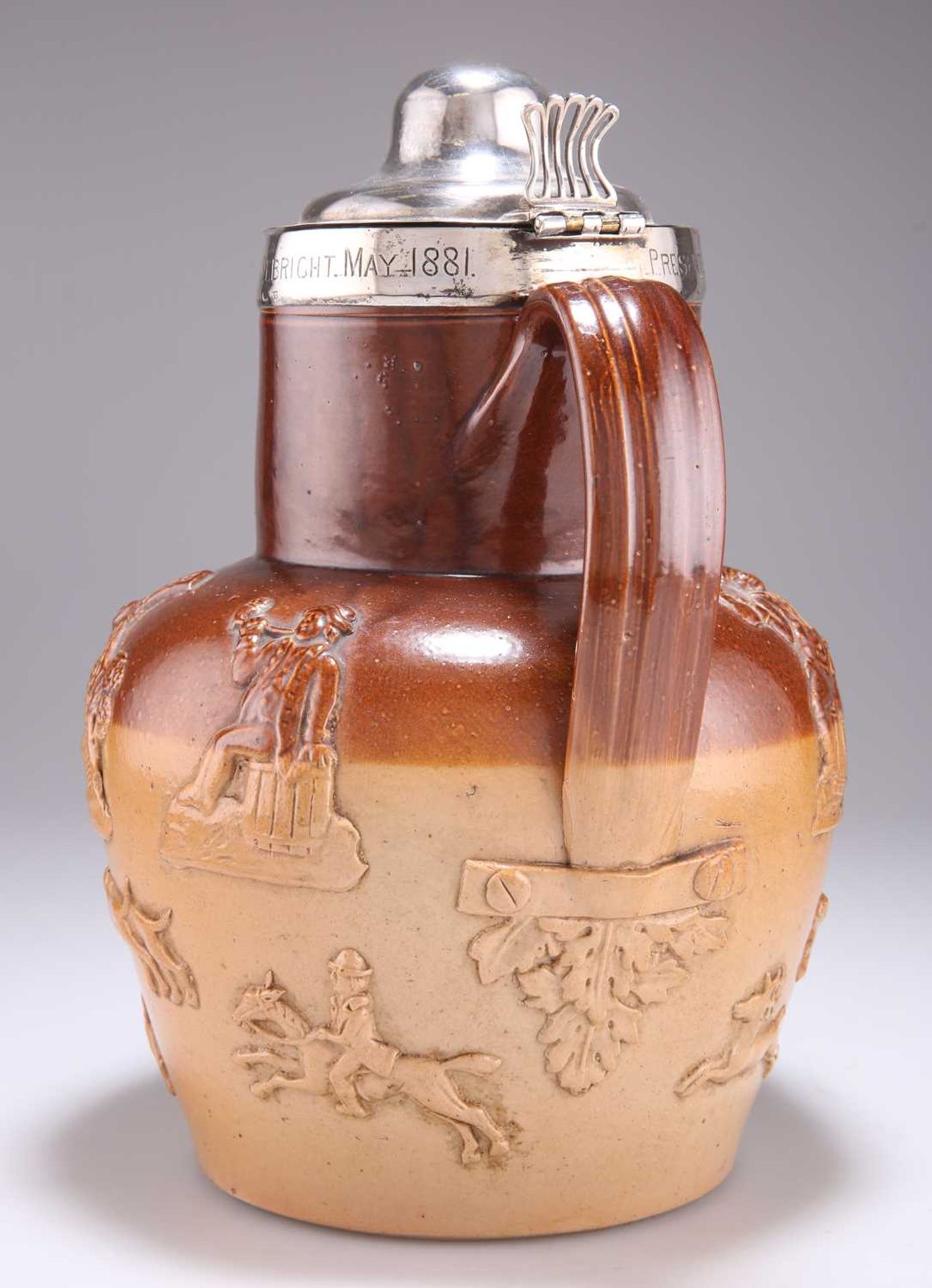 A GEORGE III SILVER-MOUNTED STONEWARE CIDER JUG - Image 3 of 3