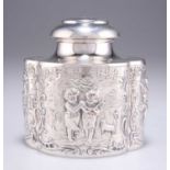 A LATE VICTORIAN SILVER-PLATED TEA CADDY