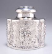 A LATE VICTORIAN SILVER-PLATED TEA CADDY