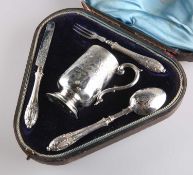 A LATE VICTORIAN SILVER CHRISTENING SET