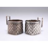 TWO NEAR-MATCHING LATE 19TH CENTURY RUSSIAN SILVER TROMPE L'OEIL CUPS