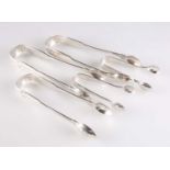 † FIVE PAIRS OF SILVER SUGAR NIPS, VICTORIAN AND LATER