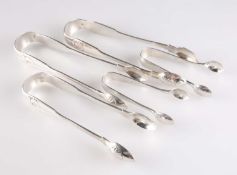 † FIVE PAIRS OF SILVER SUGAR NIPS, VICTORIAN AND LATER