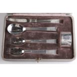 A GEORG JENSEN SILVER CHRISTENING SET