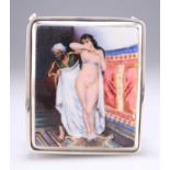 A GEORGE V SILVER AND ENAMEL CIGARETTE BOX