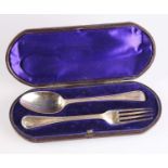 A VICTORIAN SILVER CHRISTENING FORK AND SPOON