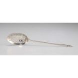 A GEORGE III SILVER MOTE SPOON