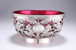 A FINE CHINESE EXPORT PIERCED SILVER BOWL