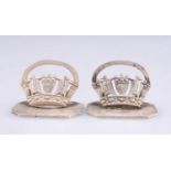 NAVAL INTEREST: A PAIR OF GEORGE V SILVER MENU HOLDERS