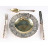 A RARE VICTORIAN SILVER-GILT CHRISTENING SET