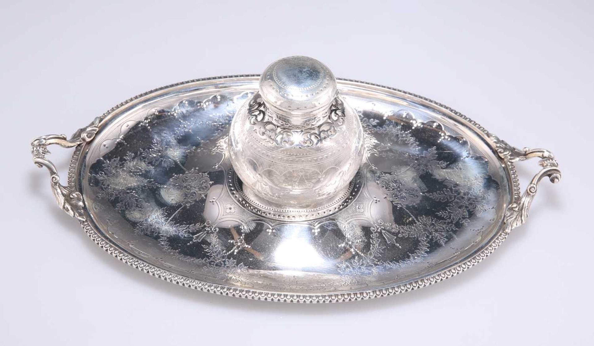 A VICTORIAN SILVER INKSTAND