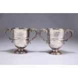 A PAIR OF MID-18TH CENTURY IRISH SILVER TWO-HANDLED CUPS