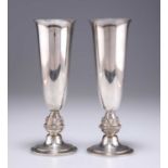 A PAIR OF ELIZABETH II SILVER VASES