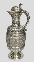 A LARGE AND FINE VICTORIAN SCOTTISH SILVER WINE EWER