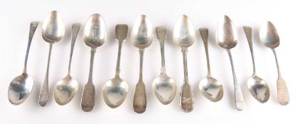 TWELVE SILVER DESSERT SPOONS, GEORGE III AND LATER