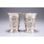 A PAIR OF ELIZABETH II SILVER BEAKERS