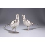 A PAIR OF GERMAN SILVER PHEASANT PEPPERS, CIRCA 1890