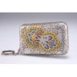 AN ART NOUVEAU FRENCH SILVER AND ENAMEL CIGARETTE CASE