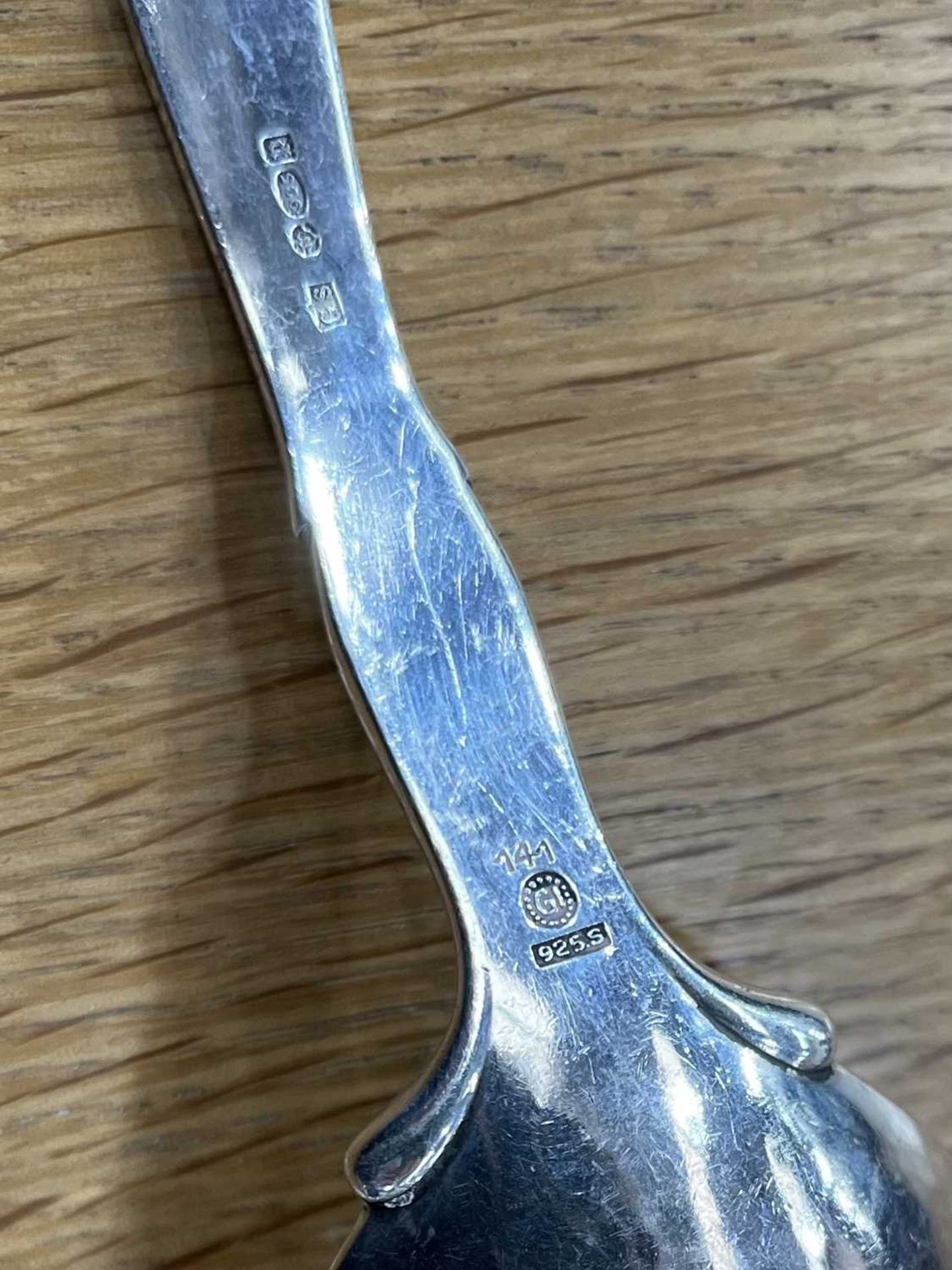 A GEORG JENSEN STERLING SILVER SAUCEBOAT, STAND AND LADLE - Image 5 of 6