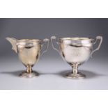 A DANISH SILVER TWIN-HANDLED SUGAR BOWL AND CREAM JUG, LATE 19TH/EARLY 20TH CENTURY