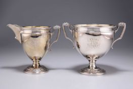 A DANISH SILVER TWIN-HANDLED SUGAR BOWL AND CREAM JUG, LATE 19TH/EARLY 20TH CENTURY