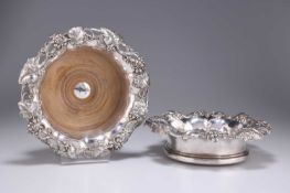 A PAIR OF VICTORIAN SHEFFIELD PLATE AND SILVER COASTERS