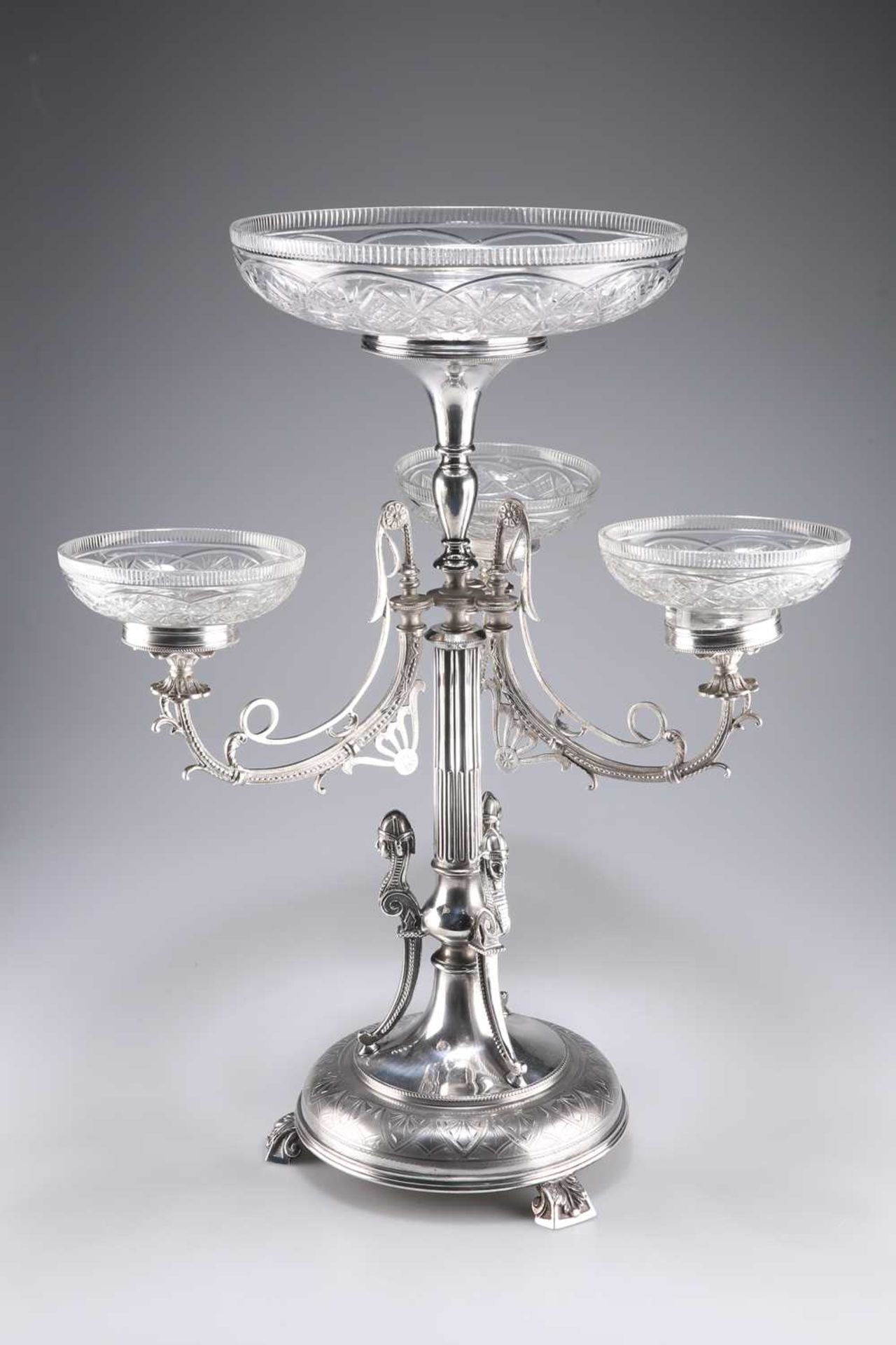 AN ORNATE EARLY 20TH CENTURY SILVER-PLATE CENTREPIECE - Image 2 of 3