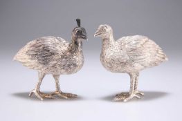 A PAIR OF SILVER MODELS OF BIRDS