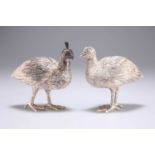 A PAIR OF SILVER MODELS OF BIRDS