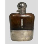 A GEORGE V SILVER-MOUNTED SPIRIT FLASK