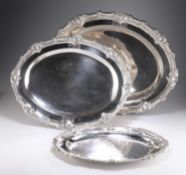 AN IMPORTANT GRADUATED SET OF THREE GEORGE III SILVER MEAT DISHES