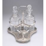 AN OLD SHEFFIELD PLATE THREE DIVISION DECANTER STAND