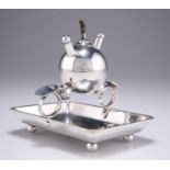 † AN EDWARDIAN SILVER TABLE LIGHTER