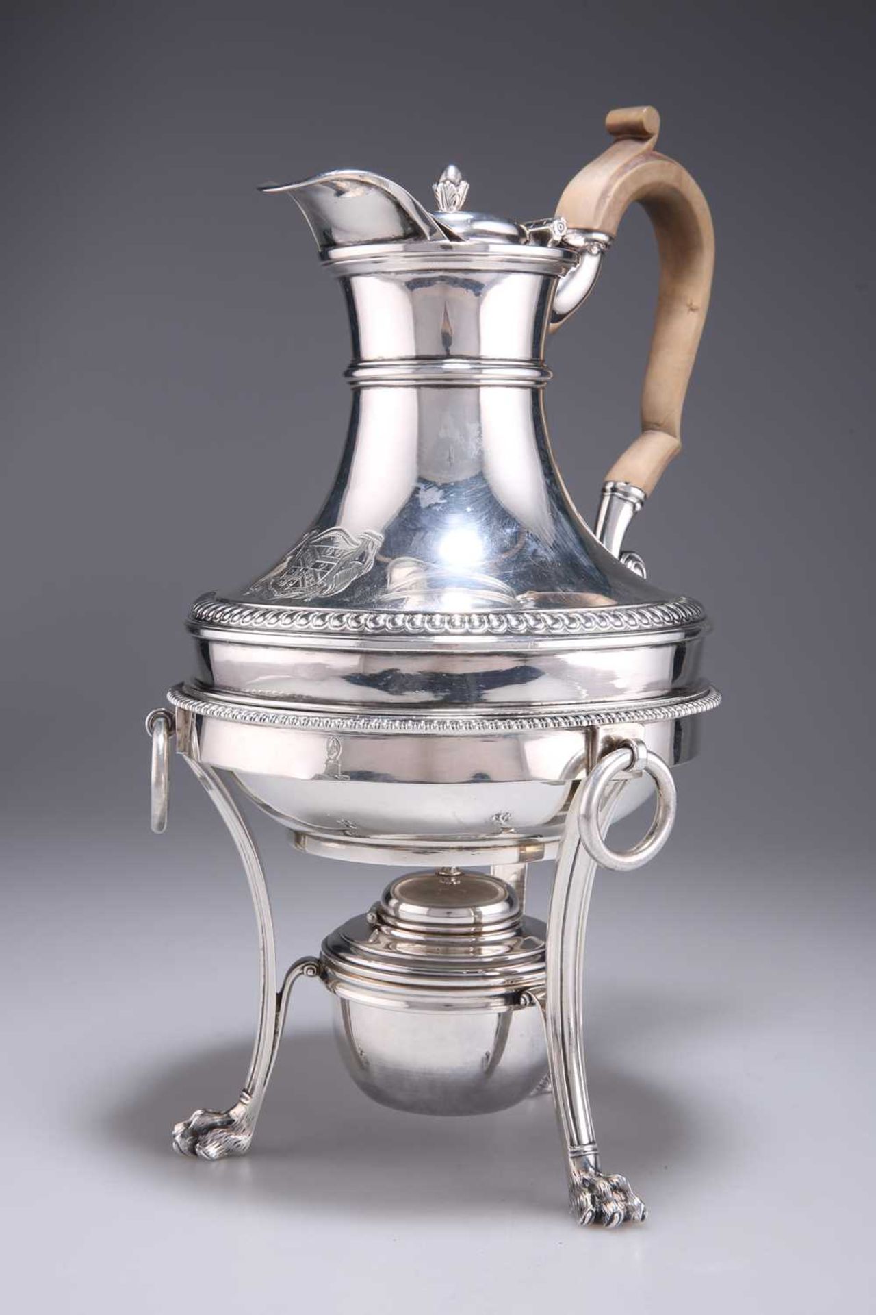 A GEORGE III SILVER COFFEE BIGGIN STAND