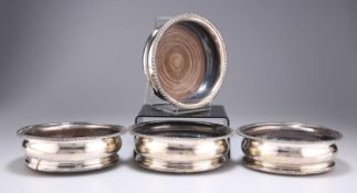 † FOUR OLD SHEFFIELD SILVER PLATE WINE COASTERS