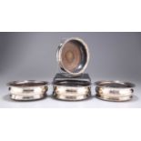 † FOUR OLD SHEFFIELD SILVER PLATE WINE COASTERS