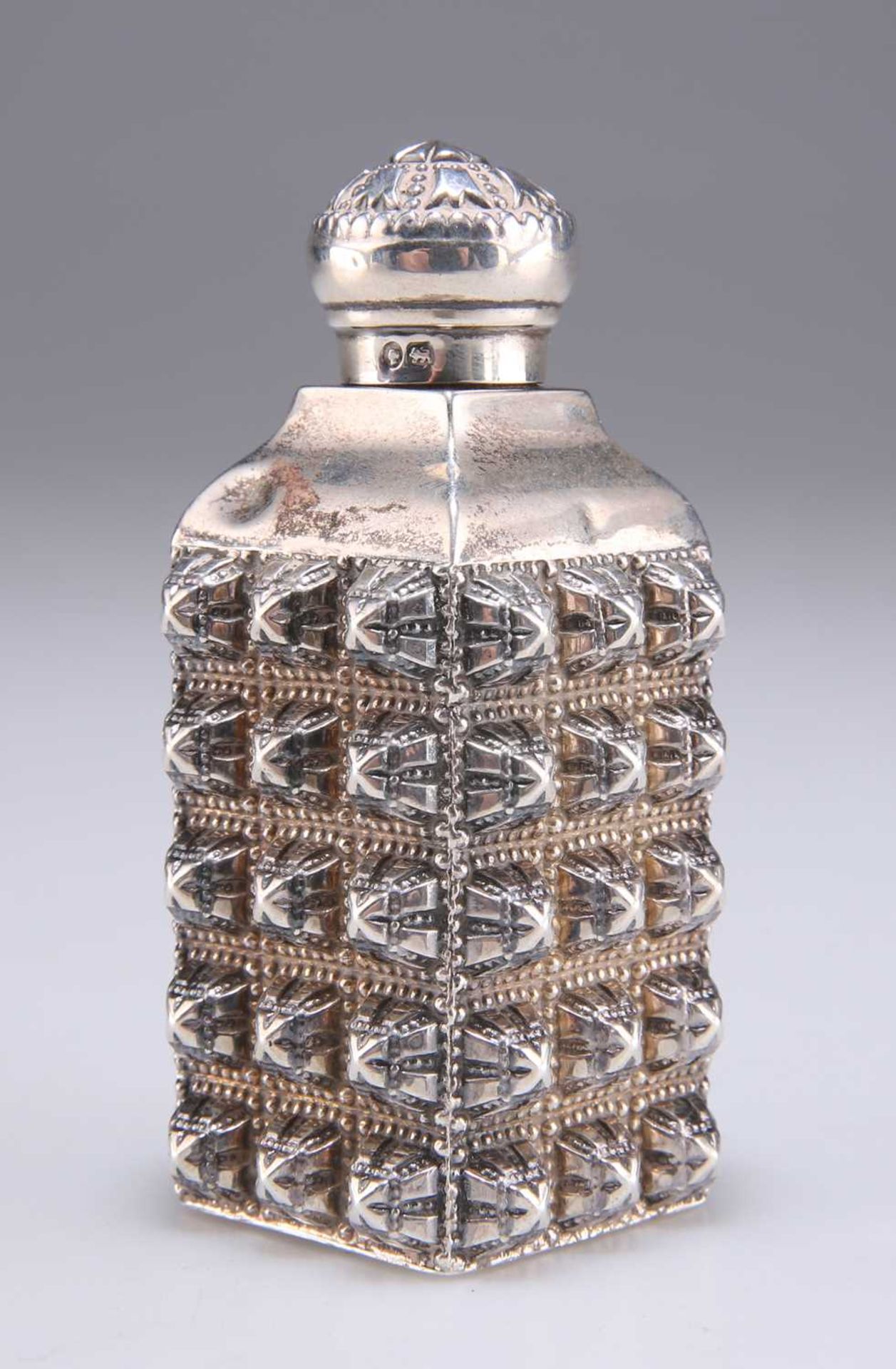 AN UNUSUAL VICTORIAN SILVER SCENT FLASK